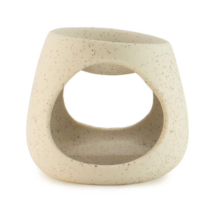 Ceramic Zen Oil Burner - Round Pebble - Speckled Off-White product image