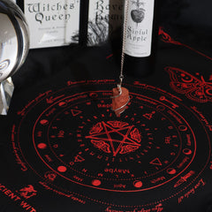 Ancient Witch Pendulum Divination Cloth - Sun Face - Black & Blood Red product image 2