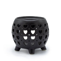 Squat Pot Oil Burner Multi Hearts - Matt Black product image 2