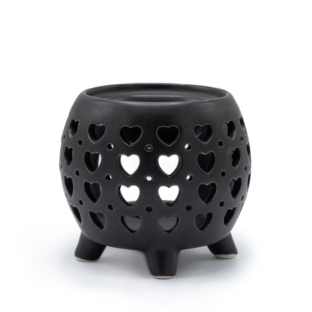 Squat Pot Oil Burner Multi Hearts - Matt Black product image 2