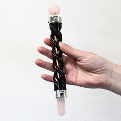 Twisted Healing Wand - Silver Rose Quartz Sphere product image 4