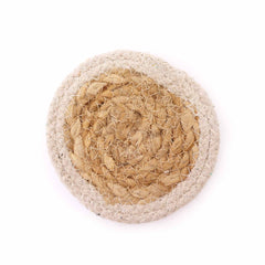 Natural Coaster - Jute & Cotton 10cm (set of 6) Mixed colours in basket product image 2