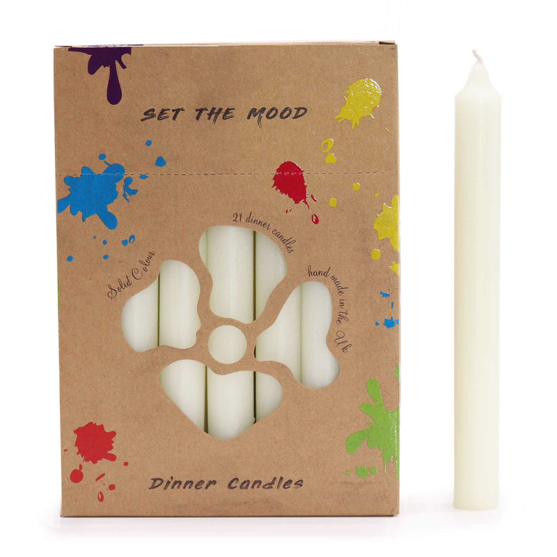 Solid Colour Dinner Candle Set - Pack of 21 - Rustic White product image