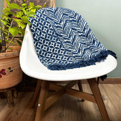 Handmade Indigo Throw - 170x120cm - Namoona Waves product image