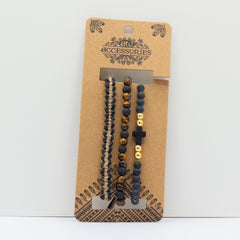 Mens Premium Bracelet Sets - Black & Tans (asst) product image 3
