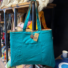 Jute & Cotton Reversible Big Bag - Teal product image 5
