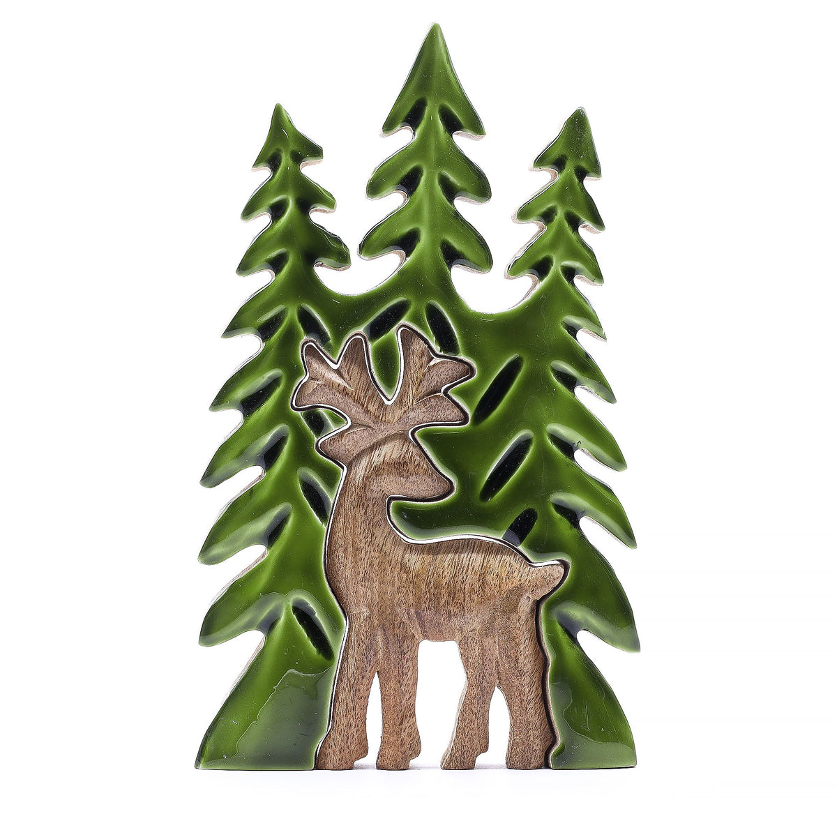Lost in the Forrest - Stag in the Forrest 3D Wooden Decoration - 25x15cm product image 3