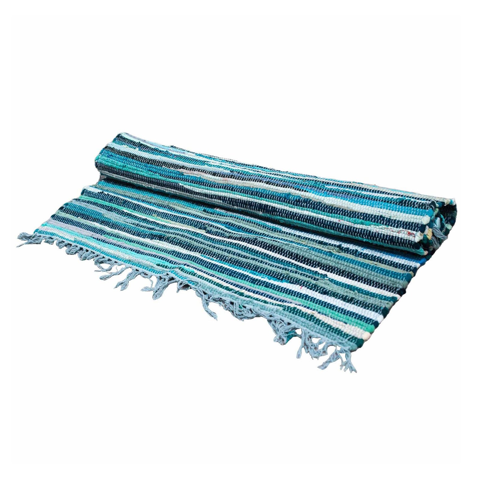 Large Rag Rug - 150x90cm - premium quality - Aqua Blues product image