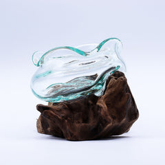 Molten Glass Wavy Bowl on Wood 18cm product image 4