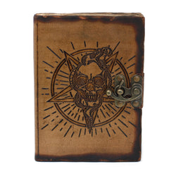 Leather Pentagon & Skull with Burns Detail Notebook (7x5") product image 4