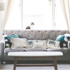 Linen Cushion Cover 45x45cm with fringe product image