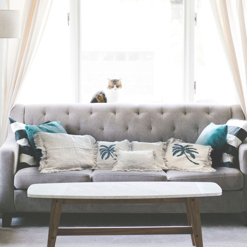 Linen Cushion Cover 45x45cm with fringe product image