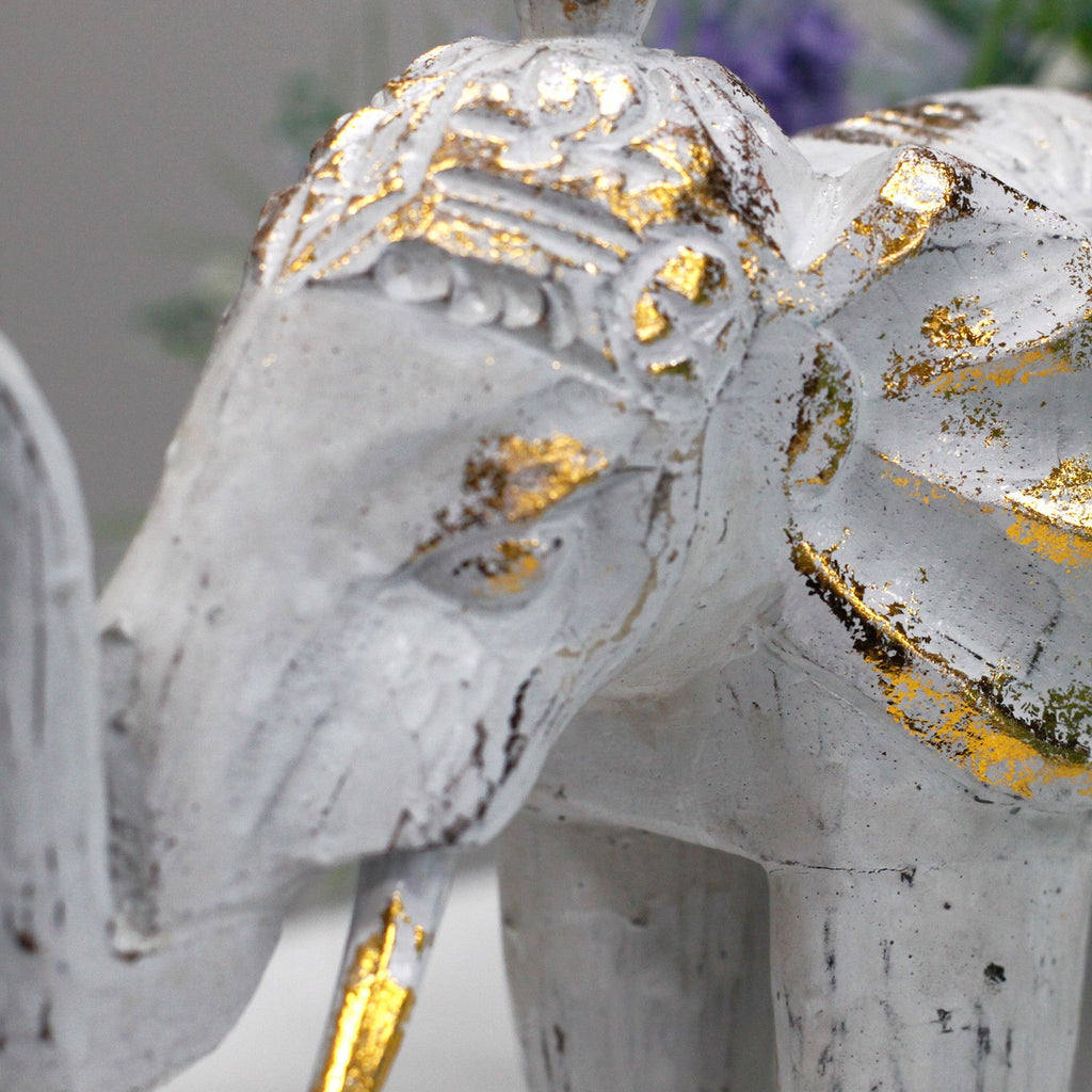 Wood Carved Elephant - White Gold product image 5