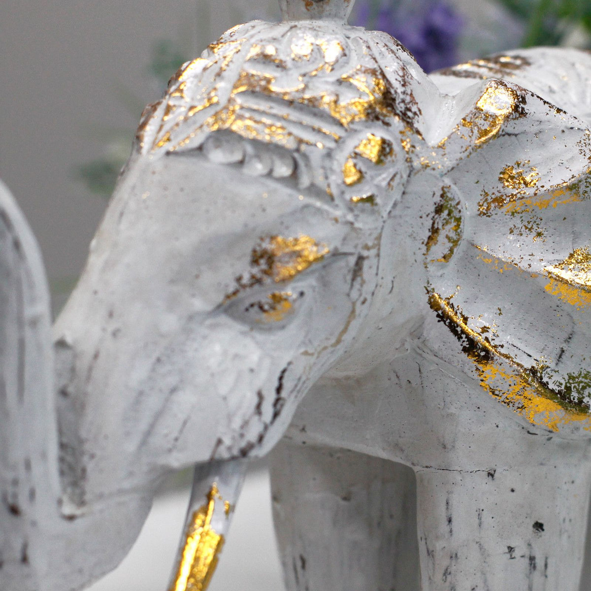 Wood Carved Elephant - White Gold product image 5