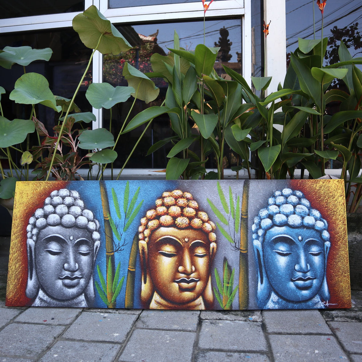 Buddha Painting - Three Heads With Bamboo product image 2