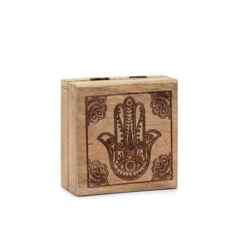 Small Square Box 10x10x4.2cm - Hamsa Black Engraved product image