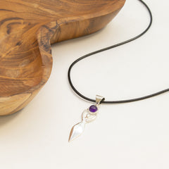 Indian Devotional Pendant - Silver Plated (45cm Cord)- Goddess Amethyst product image 2