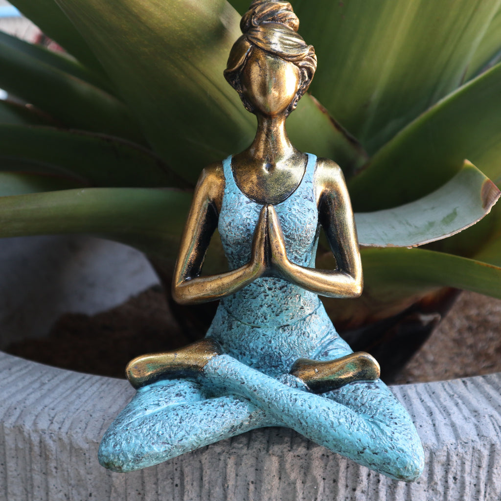 Yoga Lady Figure - Bronze & Turqoise 24cm product image 5