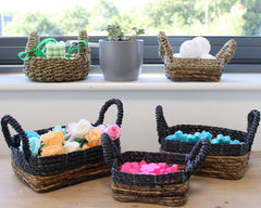 Banana Leaf & Hitam Raffia Square Basket- Set of 3 product image 5