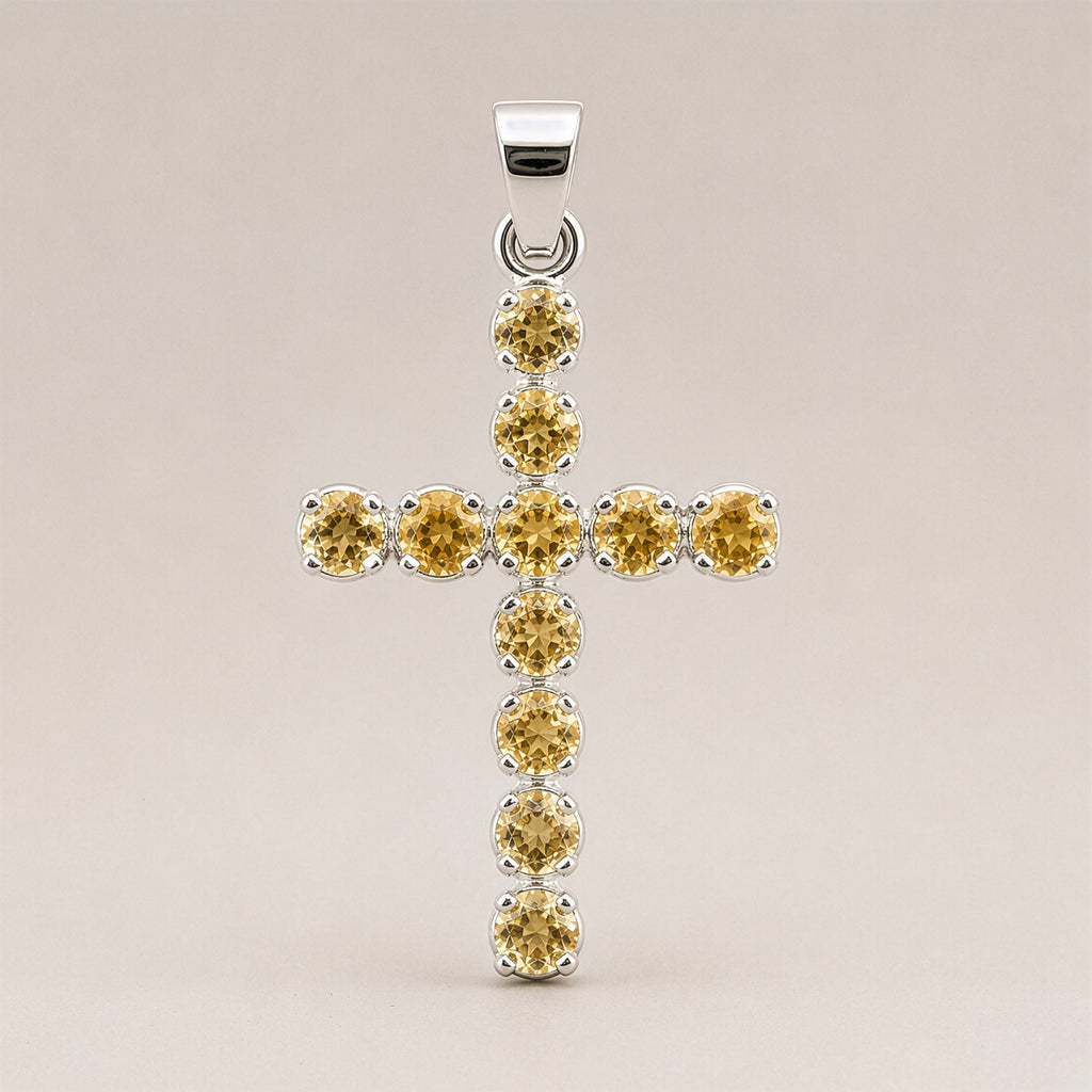 Indian Devotional Pendant - Silver Plated (45cm Chain)- Citrine Crucifix product image 6