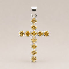 Indian Devotional Pendant - Silver Plated (45cm Chain)- Citrine Crucifix product image 6