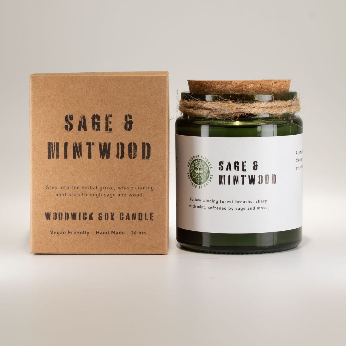 Greenman Woodwick Soy Candle - Sage & Mintwood product image 2