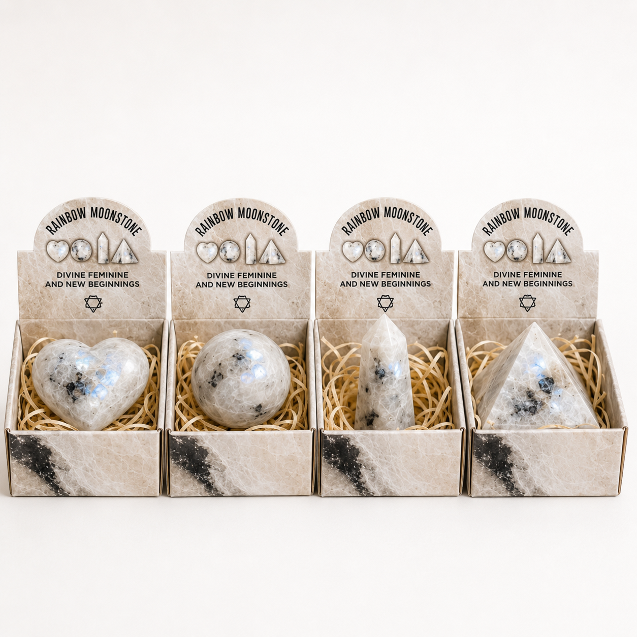 Four Gemstone Shapes - Rainbow Moonstone product image