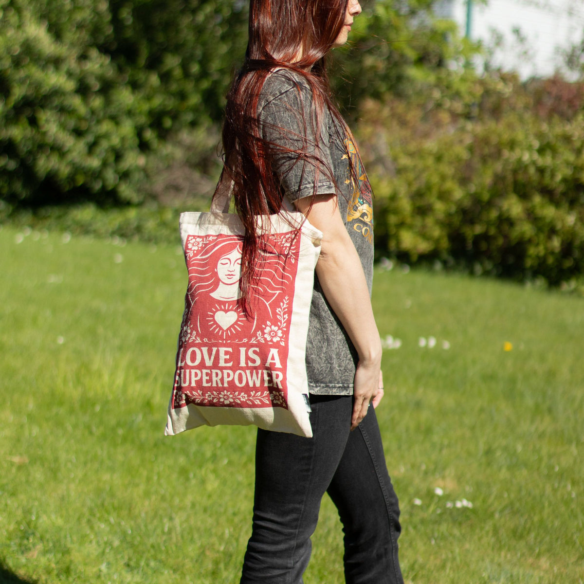 Nomad Sari Iconic Toni Tote Bag - Love is a Super Power - Natural 10oz product image 7