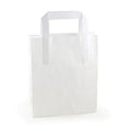 Medium white SOS paper carrier bags with flat handles