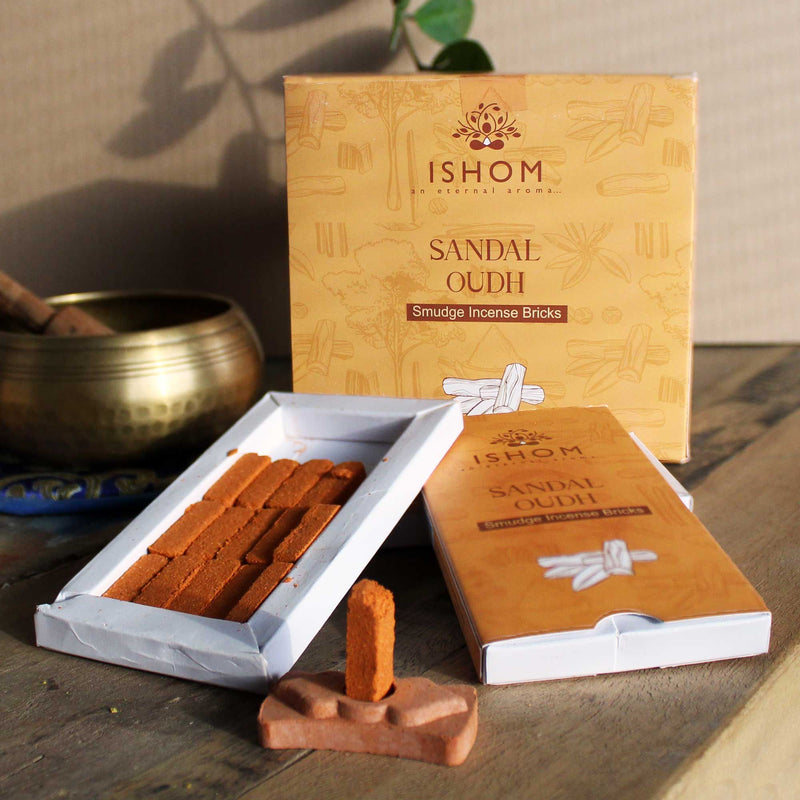 Pack of 15 Natural Incense Smudge Bricks and Burner - Sandal Wood product image