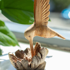 Handmade Parasite Wood Art Carving - Nectar Drinking Hummingbird product image 5