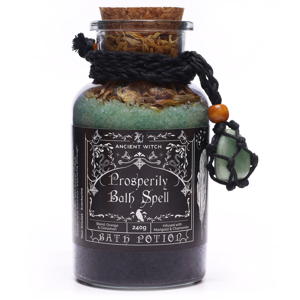 Ancient Witch Bath Spell Potion & Aventurine Crystal Amulet - Prosperity product image 10