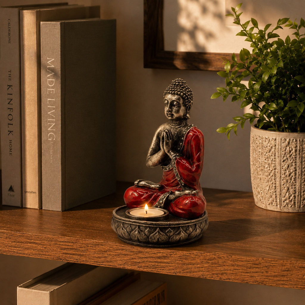 Buddha Candle Holder - Red - Medium product image 3