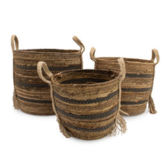 Bananna Leaf & Seagrass Large Baskets - Natural Browns- Set of 3 product image