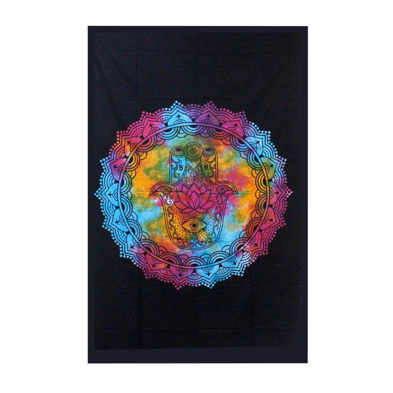 Single Cotton Bedspread + Wall Hanging - Black Hamsa product image