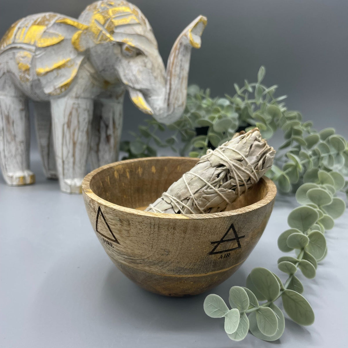 Wooden Smudge and Ritual Offerings Bowl - Four Elements - 11x7cm product image 2