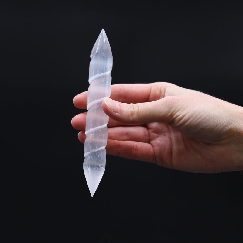 Selenite Spiral Wands - 16 cm (Point Both Ends) product image