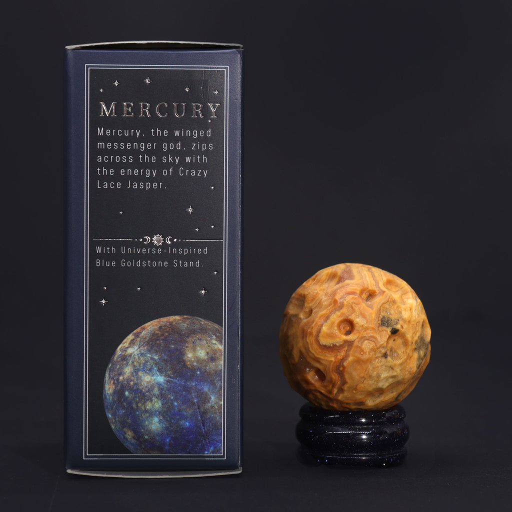 Crazy Lace Jasper Planet on a Sola Goldstone Stand (MERCURY) product image 6