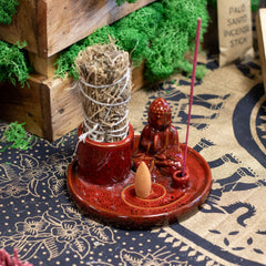 Multi Purpose Buddha Incense Plate - Ceramic Soft Red product image 3