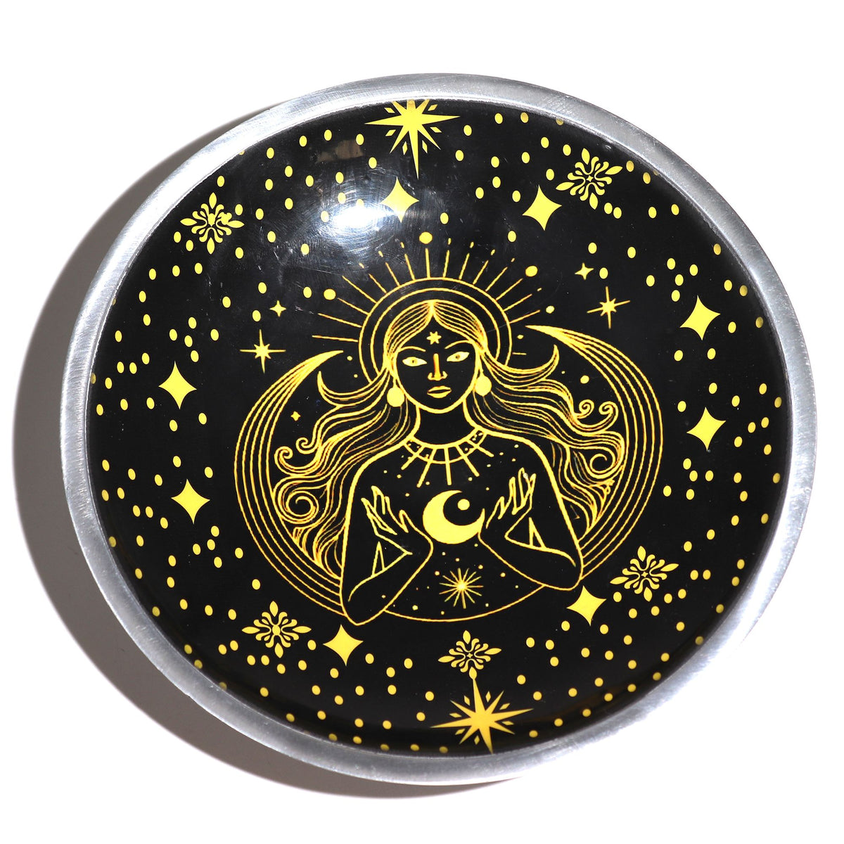 Triple Leg Enamelled Offering Plate - Gold Goddess on Black product image 3