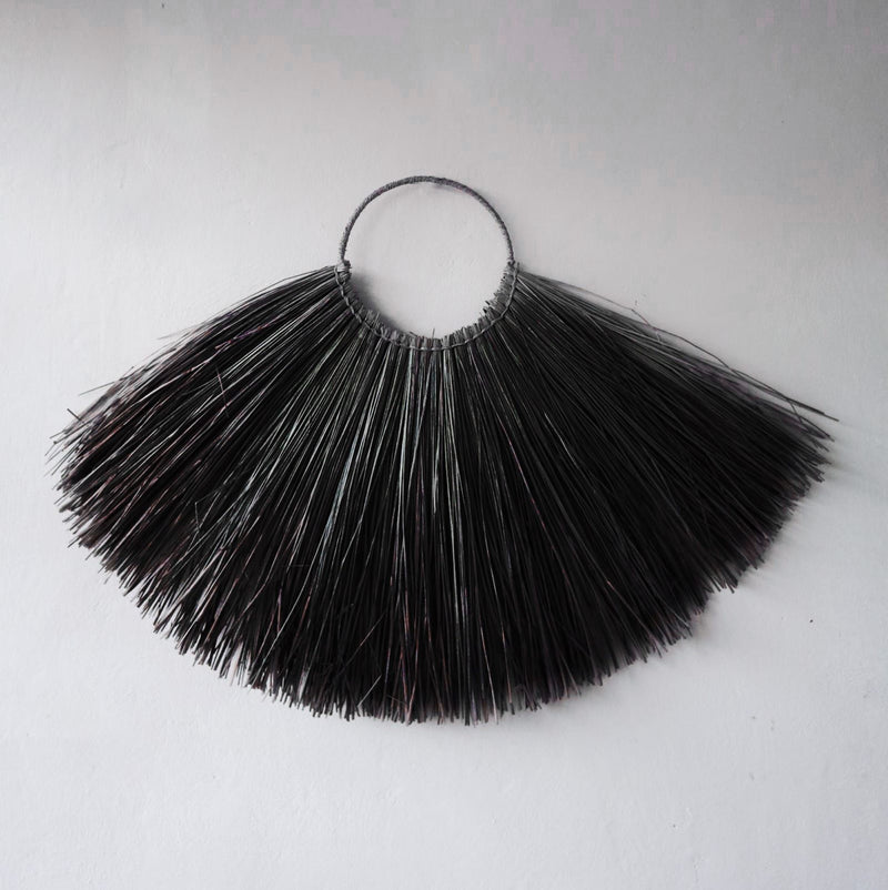 Large Seagrass Fan Wall Decor - Black product image