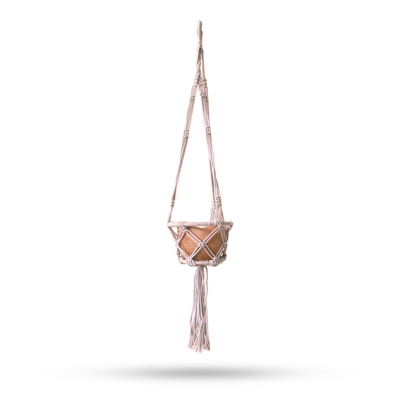 Macrame Hooped Pot Holder Small - Beige - 16cm Hoop product image