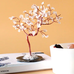 Lrg Gemstone Tree - Rock Quartz on Black Agate Base (100 stones) product image