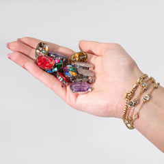 Steel Cased Pendant Ovals - 12 Assorted Gemstone Chips & Shells product image 2