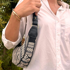 Jacquard Hobo Bag - Grey Metro (black strap) product image 4