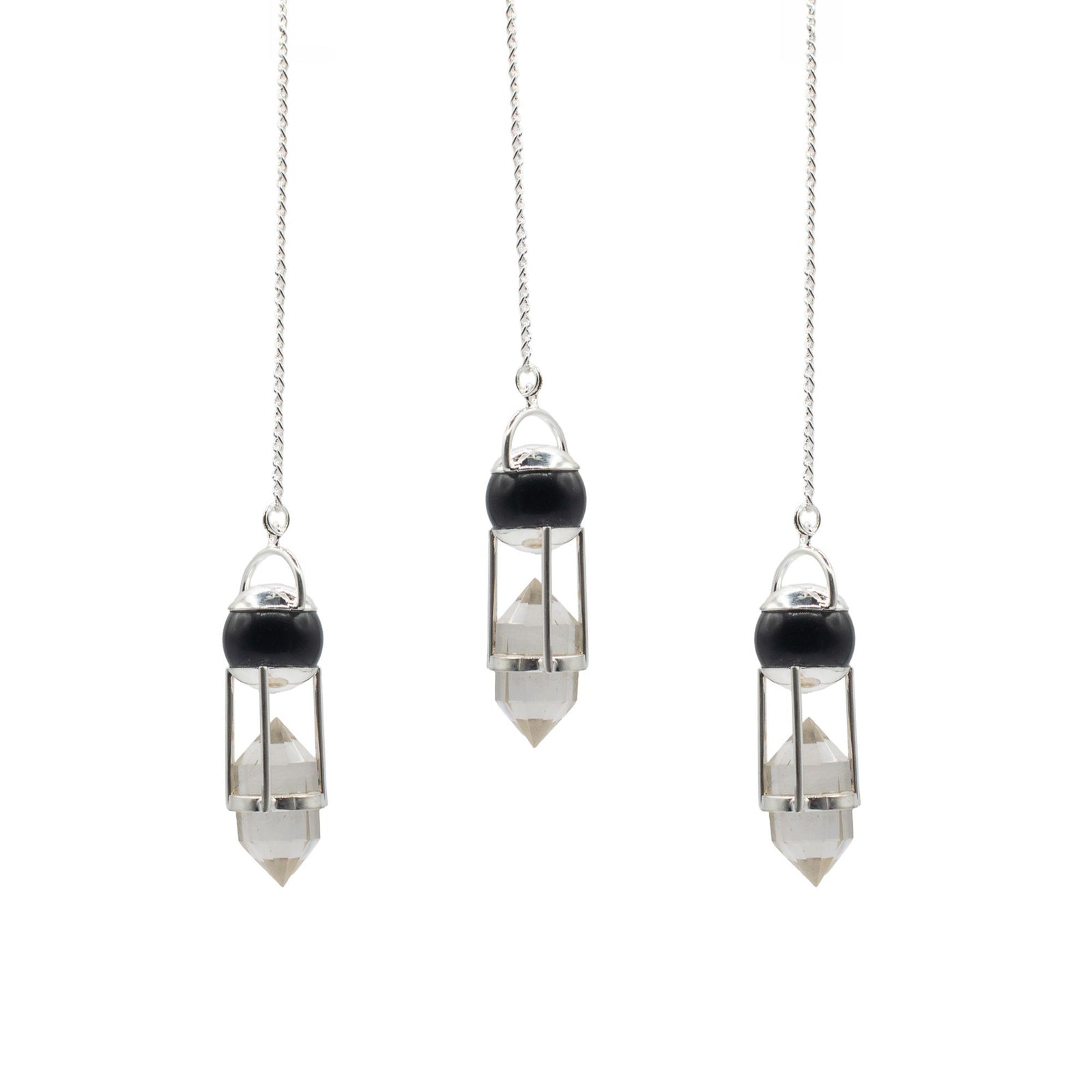 Shadow Seer - Double Power Pendulum - Obsidian Globe - Clear Quartz Double Terminated product image
