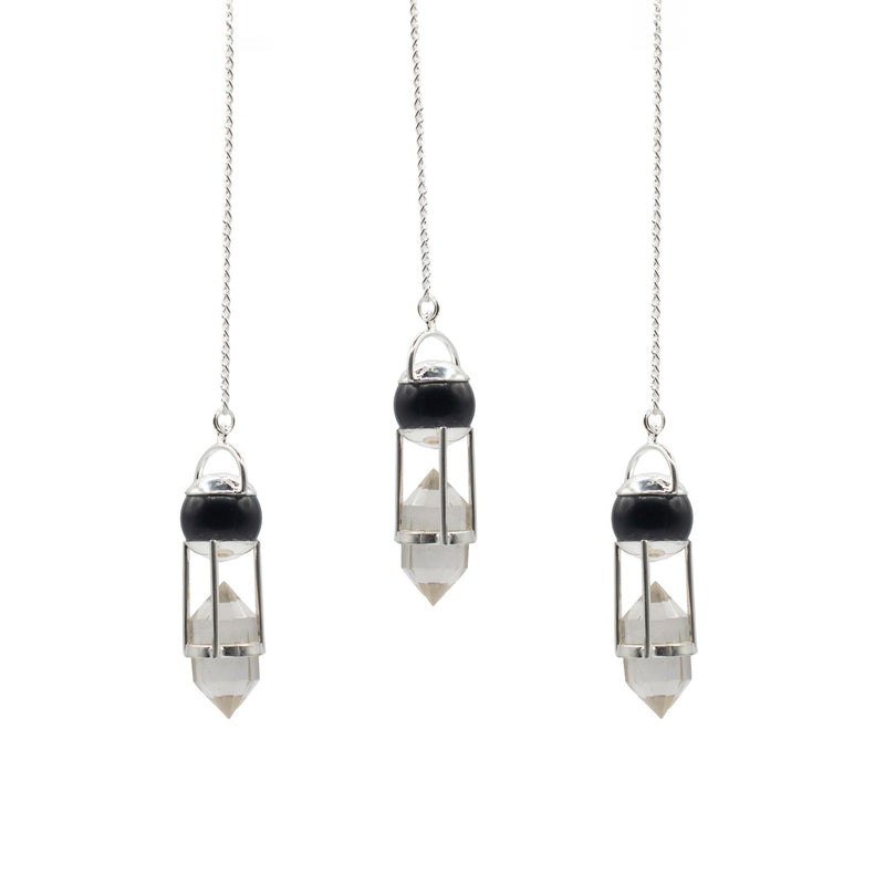 Shadow Seer - Double Power Pendulum - Obsidian Globe - Clear Quartz Double Terminated product image