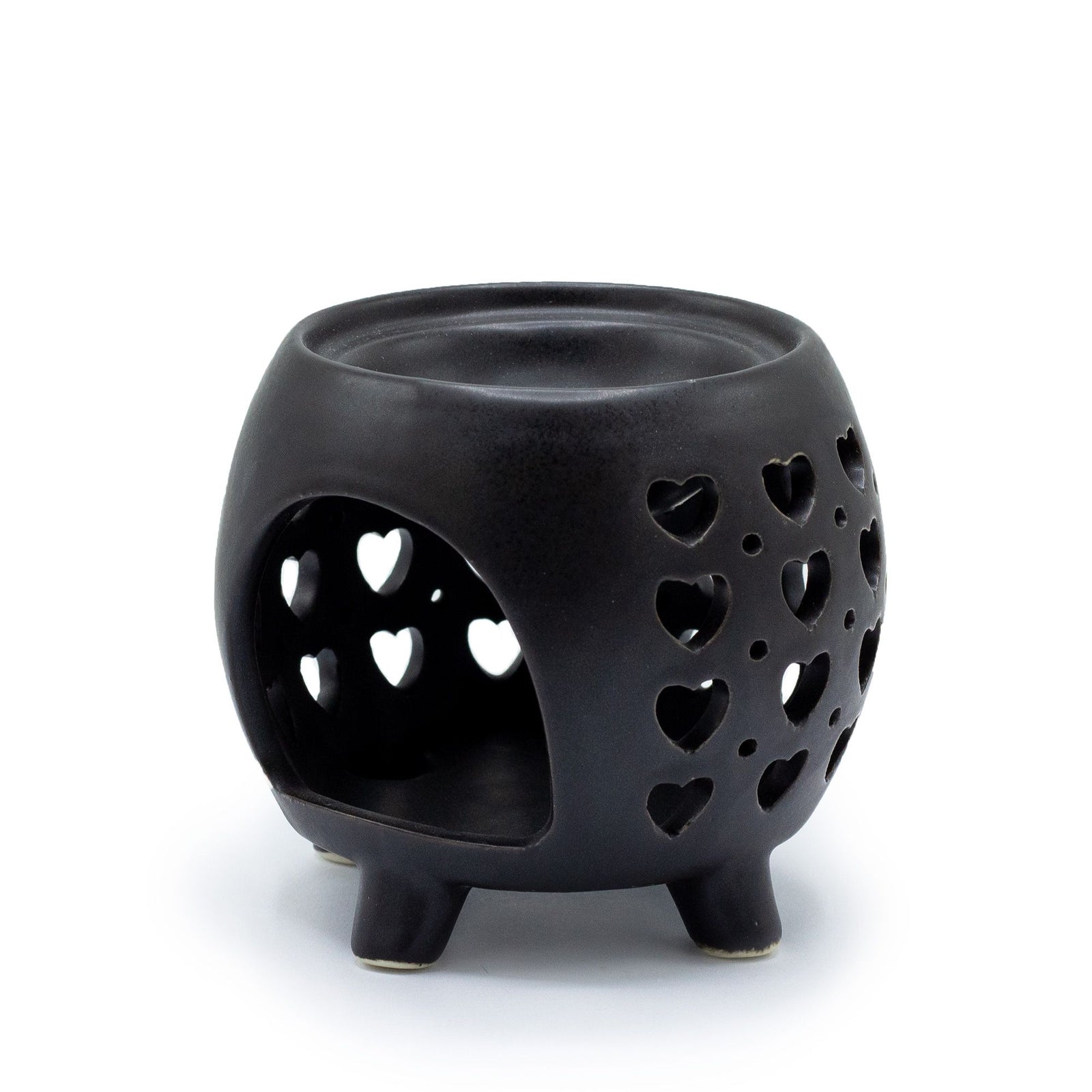 Squat Pot Oil Burner Multi Hearts - Matt Black product image