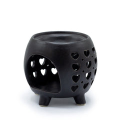 Squat Pot Oil Burner Multi Hearts - Matt Black product image
