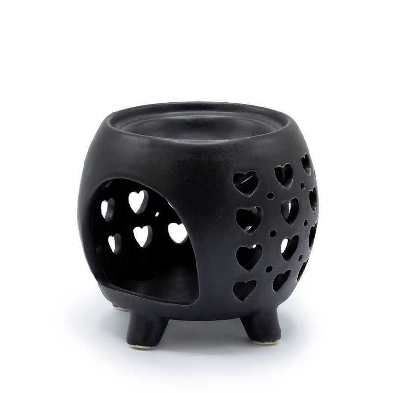 Squat Pot Oil Burner Multi Hearts - Matt Black product image
